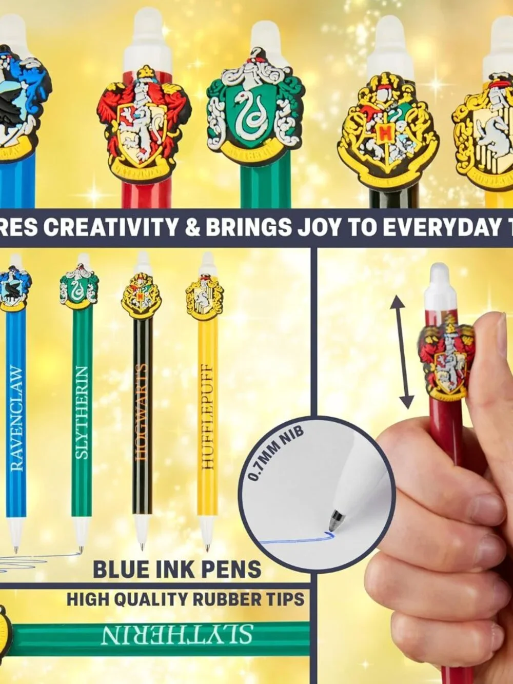 Get Trend Harry Potter 5Pc Erasable Gel Ink Pens Blue Kawaii Stationery Set